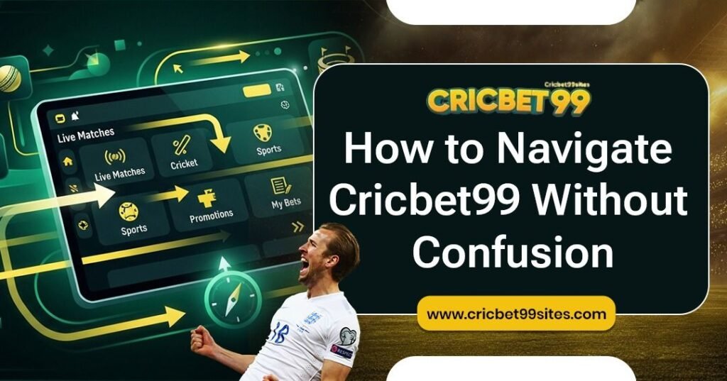 Illustration showing how to navigate Cricbet99 with clear menus, dashboard sections, secure access, and beginner-friendly guidance.