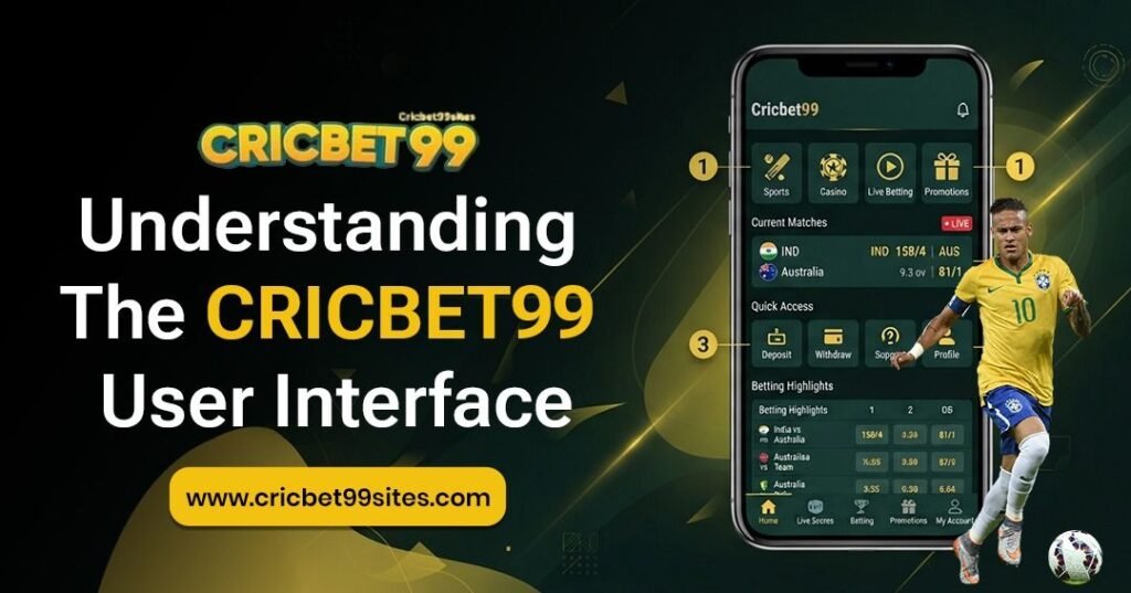 Illustration of the Cricbet99 User Interface showing dashboard layout, navigation menu, account sections, and beginner-friendly guidance.