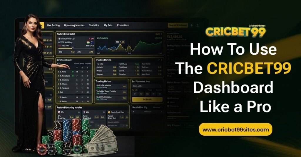 Illustration of the Cricbet99 Dashboard showing user-friendly navigation, account tools, secure access, and a beginner guide.