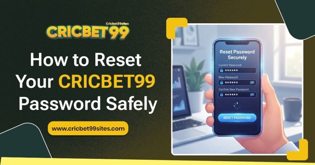 Illustration showing Cricbet99 password reset process with secure account recovery, password protection, and login security guidance.