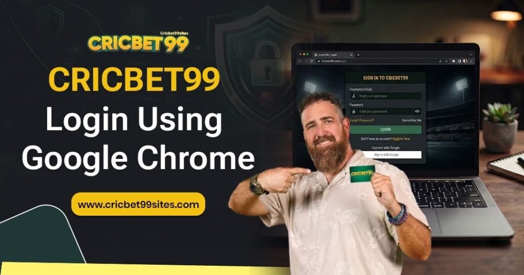 Illustration showing Cricbet99 Chrome Login with Google Chrome, account credentials, secure browsing, and step-by-step access guidance.