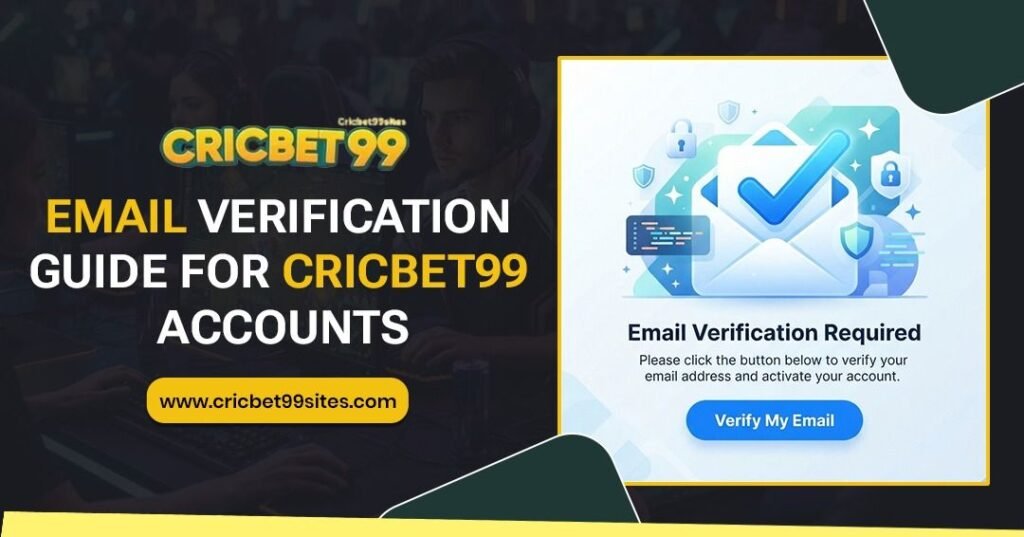 Illustration explaining Cricbet99 email verification with confirmation links, account security, email authentication, and safe verification tips.