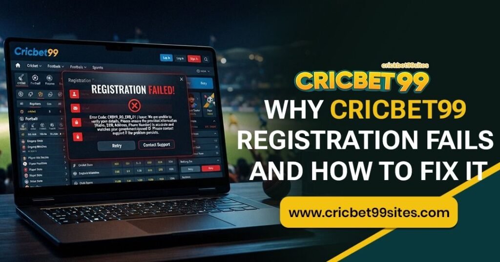 Illustration showing Cricbet99 registration errors, OTP problems, incorrect details, account verification, and practical troubleshooting steps.
