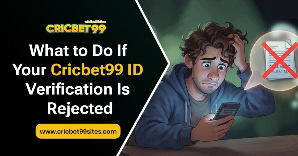 Illustration explaining rejected Cricbet99 ID verification, document errors, identity checks, account review, privacy, and troubleshooting steps.