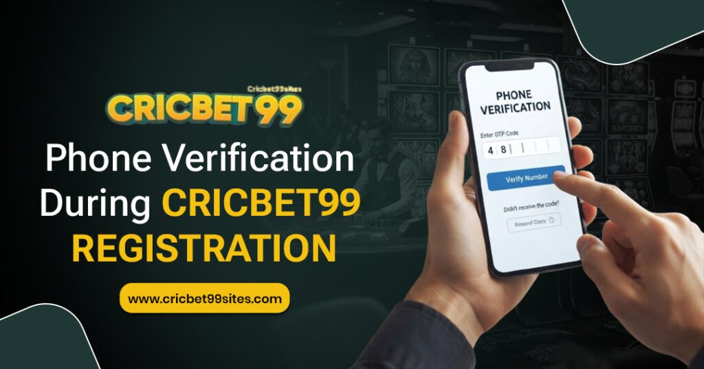 Illustration explaining Cricbet99 phone verification during registration with OTP confirmation, mobile security, and account verification steps.